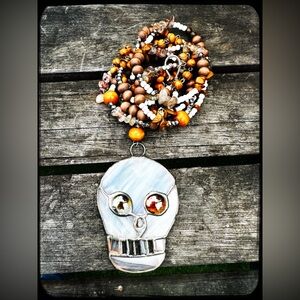 Glass Dia de los Muertos Statement Necklace